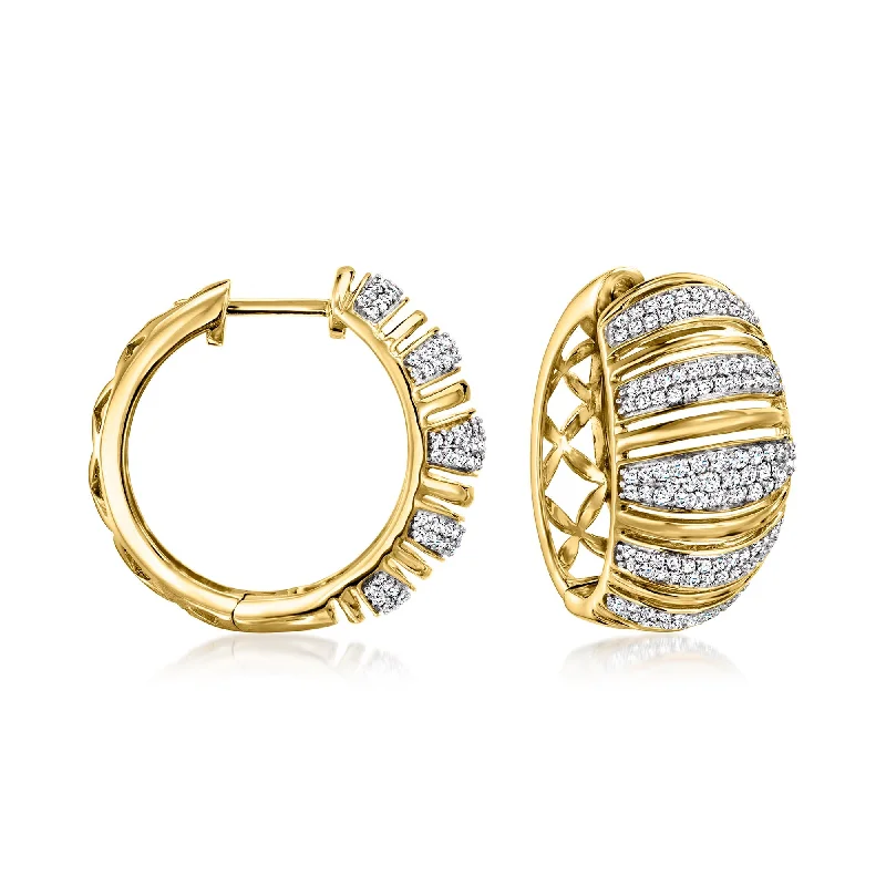 Limited-Stock Jewelry Sale – Shop Before It's Gone Ross-Simons Diamond Striped Hoop Earrings in 18kt Yellow Gold Limited-Stock Jewelry Sale – Shop Before It's Gone Ross-Simons Diamond Striped Hoop Earrings in 18kt Yellow Gold