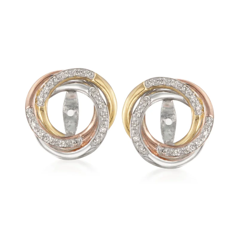 Elegant Jewelry Pieces At Unbelievable Prices Ross-Simons Diamond Swirl Earring Jackets in Tri-Colored Sterling Silver Elegant Jewelry Pieces At Unbelievable Prices Ross-Simons Diamond Swirl Earring Jackets in Tri-Colored Sterling Silver