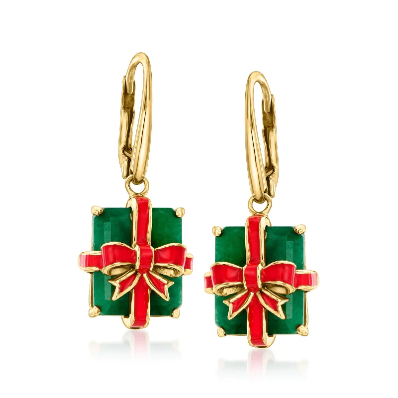 Elegant Rose Gold Jewelry For A Stylish Touch Ross-Simons Emerald and Red Enamel Bow Present Drop Earrings in 18kt Gold Over Sterling Elegant Rose Gold Jewelry For A Stylish Touch Ross-Simons Emerald and Red Enamel Bow Present Drop Earrings in 18kt Gold Over Sterling