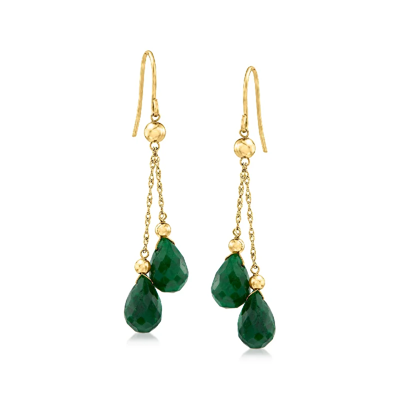 Gorgeous Jewelry, Limited-Time Savings Ross-Simons Emerald Double-Drop Earrings in 14kt Yellow Gold Gorgeous Jewelry, Limited-Time Savings Ross-Simons Emerald Double-Drop Earrings in 14kt Yellow Gold