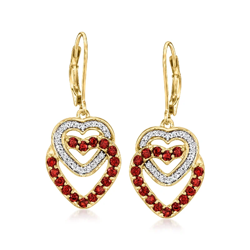 Exclusive Jewelry Sale – Shine For Less Ross-Simons Garnet and . Diamond Double-Heart Drop Earrings in 18kt Gold Over Sterling Exclusive Jewelry Sale – Shine For Less Ross-Simons Garnet and . Diamond Double-Heart Drop Earrings in 18kt Gold Over Sterling
