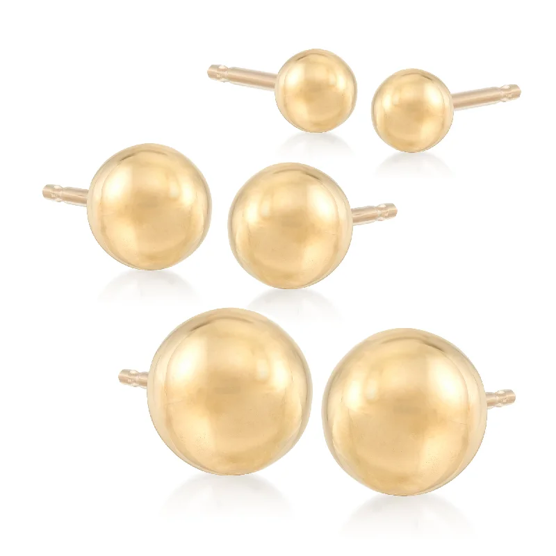 Elegant Jewelry, Exclusive Prices – Shop Now Ross-Simons Italian 4-8mm 18kt Yellow Gold Ball Stud Jewelry Set: 3 Pairs Of Earrings Elegant Jewelry, Exclusive Prices – Shop Now Ross-Simons Italian 4-8mm 18kt Yellow Gold Ball Stud Jewelry Set: 3 Pairs Of Earrings