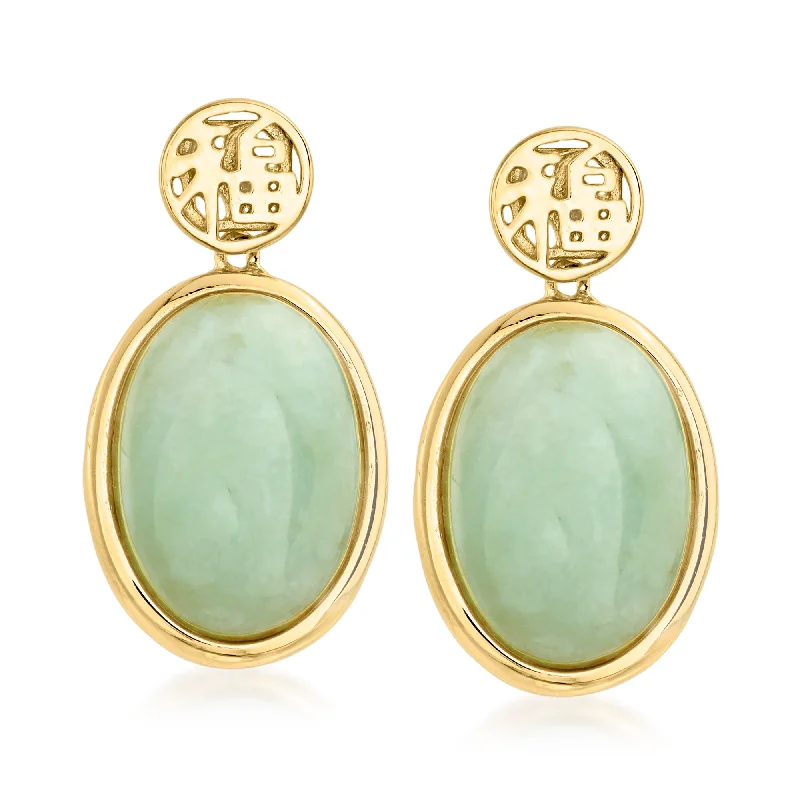 Timeless Jewelry Styles At Wallet-Friendly Prices Ross-Simons Jade "Good Fortune" Drop Earrings in 18kt Gold Over Sterling Timeless Jewelry Styles At Wallet-Friendly Prices Ross-Simons Jade "Good Fortune" Drop Earrings in 18kt Gold Over Sterling
