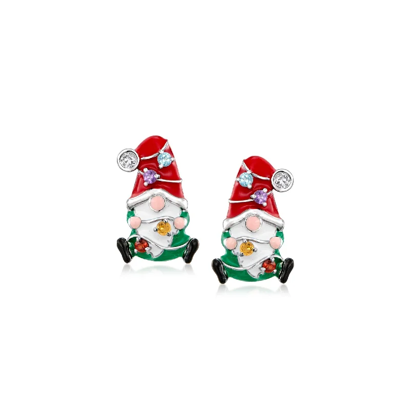 Elegant Rose Gold Jewelry For A Stylish Touch Ross-Simons Multi-Gemstone Christmas Light Gnome Earrings With Multicolored Enamel in Sterling Silver Elegant Rose Gold Jewelry For A Stylish Touch Ross-Simons Multi-Gemstone Christmas Light Gnome Earrings With Multicolored Enamel in Sterling Silver