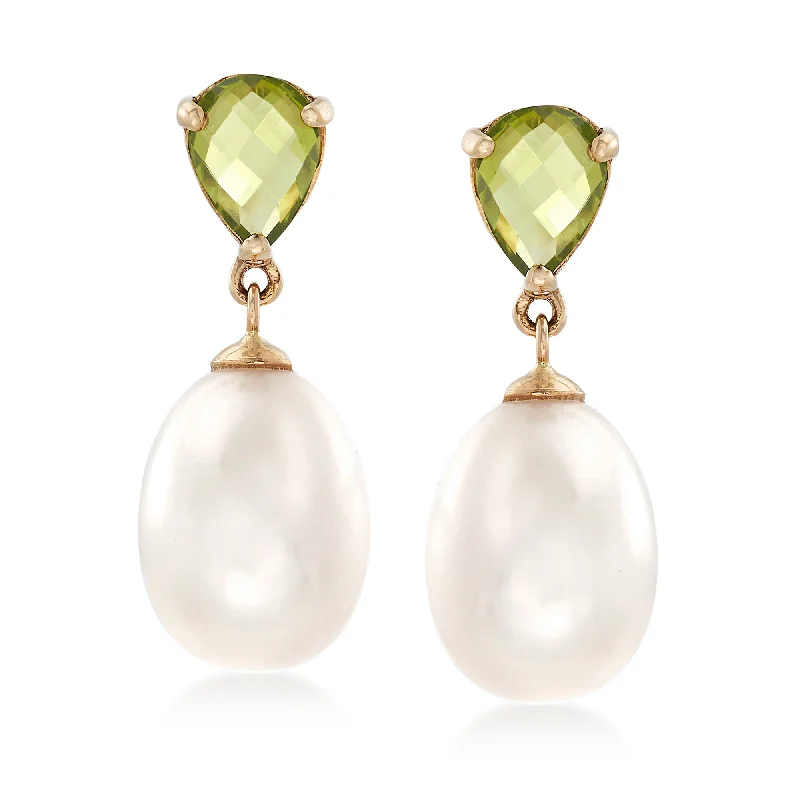 Affordable Luxury Jewelry For Every Occasion Ross-Simons Peridot and 10-10.5mm Cultured Pearl Drop Earrings in 14kt Yellow Gold Affordable Luxury Jewelry For Every Occasion Ross-Simons Peridot and 10-10.5mm Cultured Pearl Drop Earrings in 14kt Yellow Gold