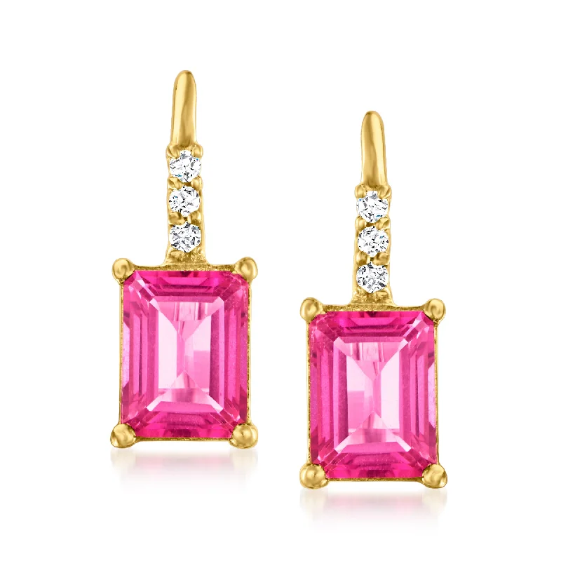 Your Dream Jewelry At Dream Prices – Shop Now Ross-Simons Pink and White Topaz Drop Earrings in 18kt Gold Over Sterling