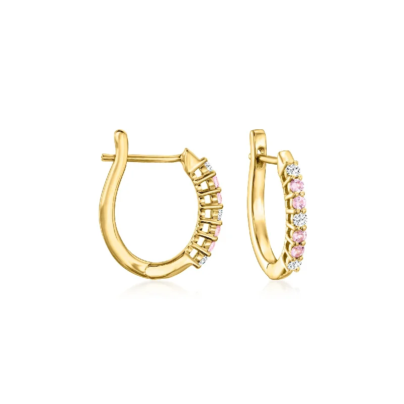 Elevate Your Outfit With Discounted Statement Jewelry Ross-Simons Pink Sapphire and . Diamond Hoop Earrings in 18kt Gold Over Sterling Elevate Your Outfit With Discounted Statement Jewelry Ross-Simons Pink Sapphire and . Diamond Hoop Earrings in 18kt Gold Over Sterling
