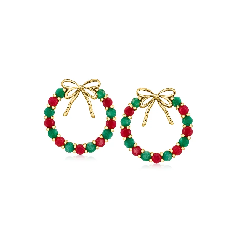Shop Elegant Jewelry At Unbeatable Prices Ross-Simons Ruby and Emerald Ribbon Wreath Drop Earrings in 18kt Gold Over Sterling Shop Elegant Jewelry At Unbeatable Prices Ross-Simons Ruby and Emerald Ribbon Wreath Drop Earrings in 18kt Gold Over Sterling