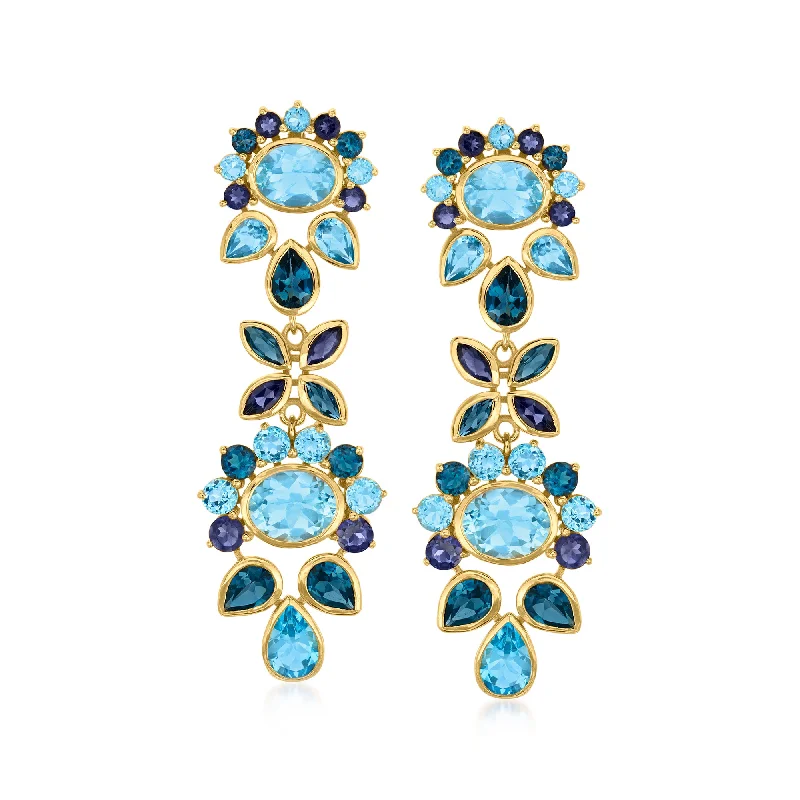 Bold And Beautiful Jewelry Now At Irresistible Prices Ross-Simons Tonal Blue Topaz and Iolite Drop Earrings in 18kt Gold Over Sterling Bold And Beautiful Jewelry Now At Irresistible Prices Ross-Simons Tonal Blue Topaz and Iolite Drop Earrings in 18kt Gold Over Sterling