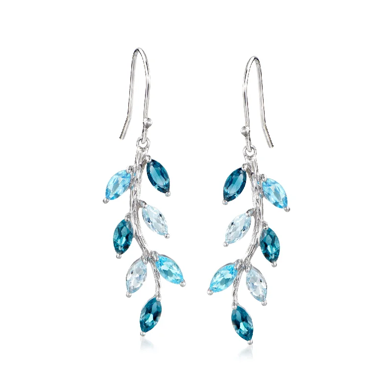 Timeless Elegance, Temporary Discounts – Act Fast Ross-Simons Tonal Blue Topaz Vine Drop Earrings in Sterling Silver Timeless Elegance, Temporary Discounts – Act Fast Ross-Simons Tonal Blue Topaz Vine Drop Earrings in Sterling Silver