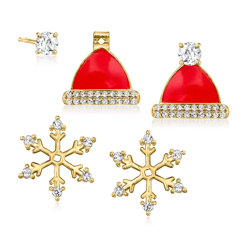 Premium Diamond Jewelry For Unforgettable Moments Ross-Simons White Topaz and Red Enamel Jewelry Set Premium Diamond Jewelry For Unforgettable Moments Ross-Simons White Topaz and Red Enamel Jewelry Set
