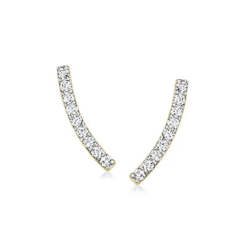 Get Your Favorite Jewelry At The Best Price RS Pure by Ross-Simons Diamond Curved Ear Climbers in 14kt Yellow Gold Get Your Favorite Jewelry At The Best Price RS Pure by Ross-Simons Diamond Curved Ear Climbers in 14kt Yellow Gold