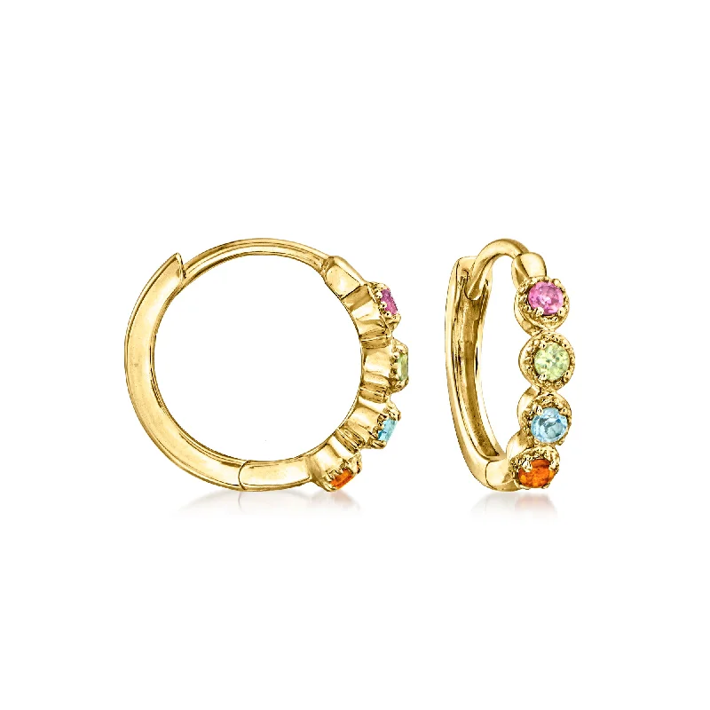 Trending Jewelry Now Available At Exclusive Prices RS Pure by Ross-Simons Multi-Gemstone Huggie Hoop Earrings in 14kt Yellow Gold Trending Jewelry Now Available At Exclusive Prices RS Pure by Ross-Simons Multi-Gemstone Huggie Hoop Earrings in 14kt Yellow Gold
