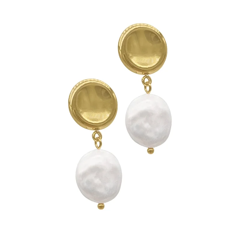 Luxury Jewelry At Unbeatable Discounts Tarnish Resistant 14k Gold Plated Coin Pearl Drop Earrings Luxury Jewelry At Unbeatable Discounts Tarnish Resistant 14k Gold Plated Coin Pearl Drop Earrings