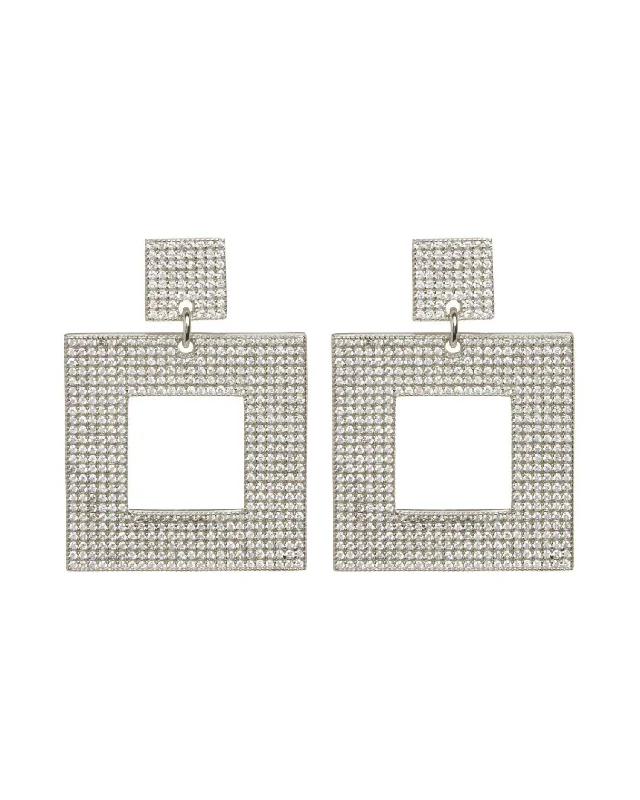 Trending Jewelry Styles Now At Limited-Time Discounts The Pave Box Hoops Earrings In Silver Trending Jewelry Styles Now At Limited-Time Discounts The Pave Box Hoops Earrings In Silver