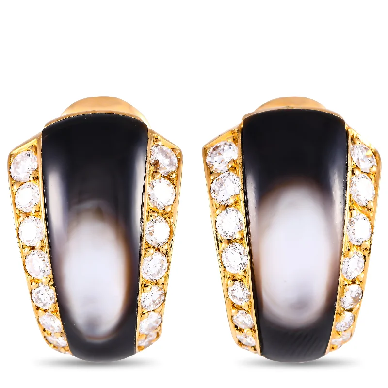Stunning Jewelry At A Fraction Of The Price Van Cleef & Arpels Vintage 18K Yellow Gold 1.14ct Diamond and Mother of Pearl Clip-On Earrings VC25-093024 Stunning Jewelry At A Fraction Of The Price Van Cleef & Arpels Vintage 18K Yellow Gold 1.14ct Diamond and Mother of Pearl Clip-On Earrings VC25-093024