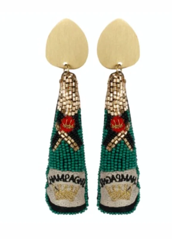 Special Offers On Handcrafted And Designer Jewelry Women's Champagne Earrings In Gold/green Special Offers On Handcrafted And Designer Jewelry Women's Champagne Earrings In Gold/green