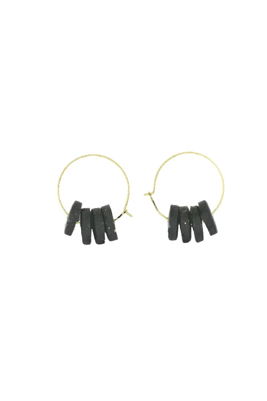 Shop Trending Jewelry With Exclusive Savings Women's Clayton Bead Hoop Earrings In Black Shop Trending Jewelry With Exclusive Savings Women's Clayton Bead Hoop Earrings In Black