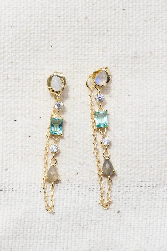 Versatile Layering Jewelry For Effortless Chic Women's Droplet Chain Earrings In Multi Rainbow