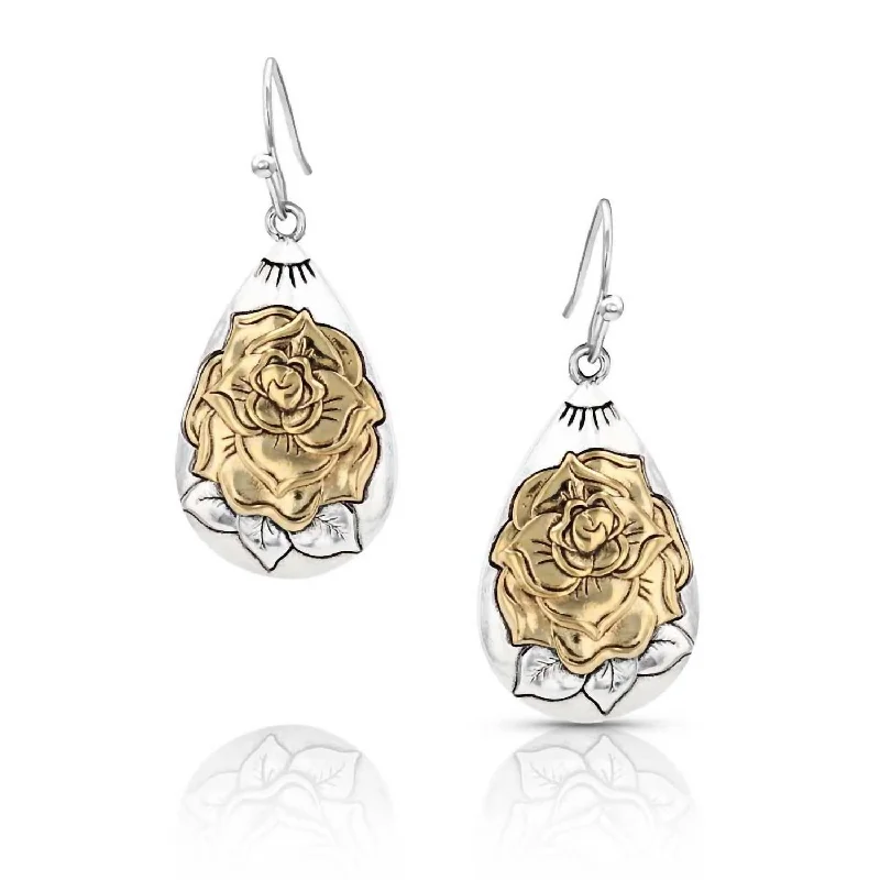 Delicate Crystal Jewelry For Sophisticated Charm Women's Emerging Rose Teardrop Earring In Silver/gold Delicate Crystal Jewelry For Sophisticated Charm Women's Emerging Rose Teardrop Earring In Silver/gold