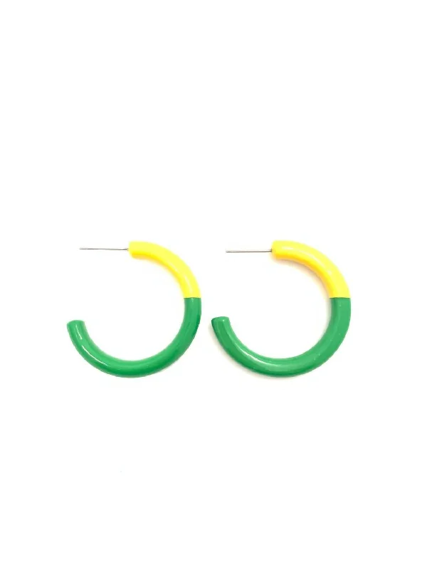 Exclusive Online Jewelry Sale – Don't Wait Women's Game Day Hoops Earrings In Green And Yellow Exclusive Online Jewelry Sale – Don't Wait Women's Game Day Hoops Earrings In Green And Yellow