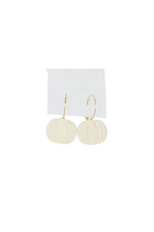Limited-Time Jewelry Sale – Elegant Styles At Less Women's Glittery Pumpkin Hoop Earrings In White Limited-Time Jewelry Sale – Elegant Styles At Less Women's Glittery Pumpkin Hoop Earrings In White