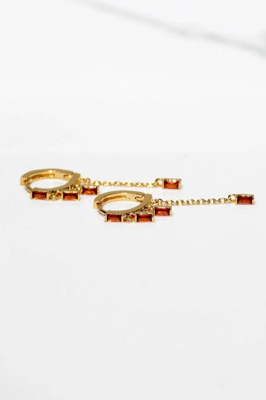 Dainty Floral Jewelry For Feminine Elegance Women's Sparkler Huggies Earrings In Topaz Dainty Floral Jewelry For Feminine Elegance Women's Sparkler Huggies Earrings In Topaz