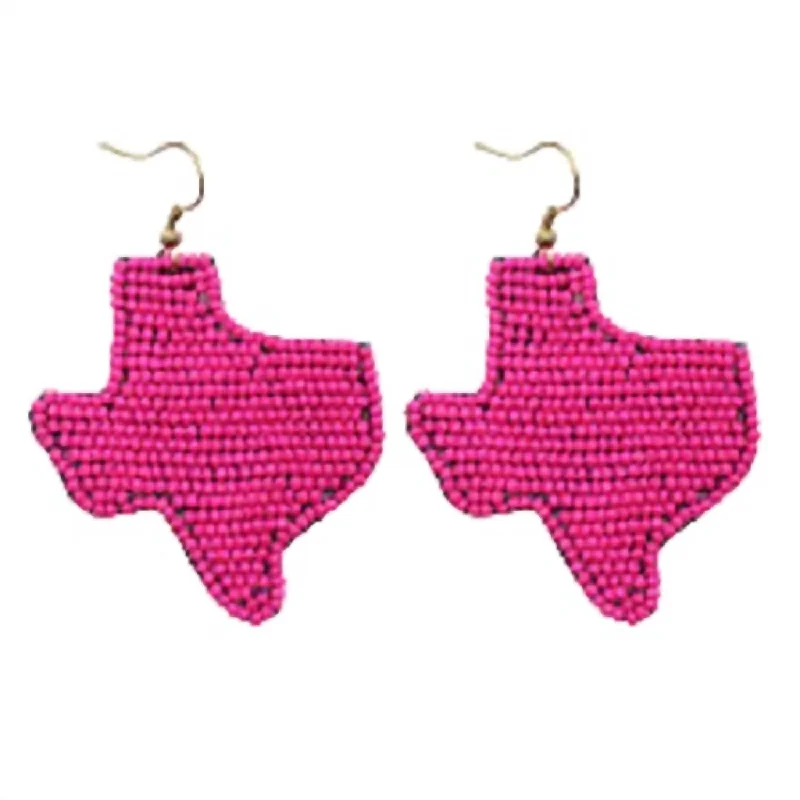 Trendy Minimalist Jewelry For Everyday Wear Women's Texas Seed Bead Earrings In Hot Pink Trendy Minimalist Jewelry For Everyday Wear Women's Texas Seed Bead Earrings In Hot Pink
