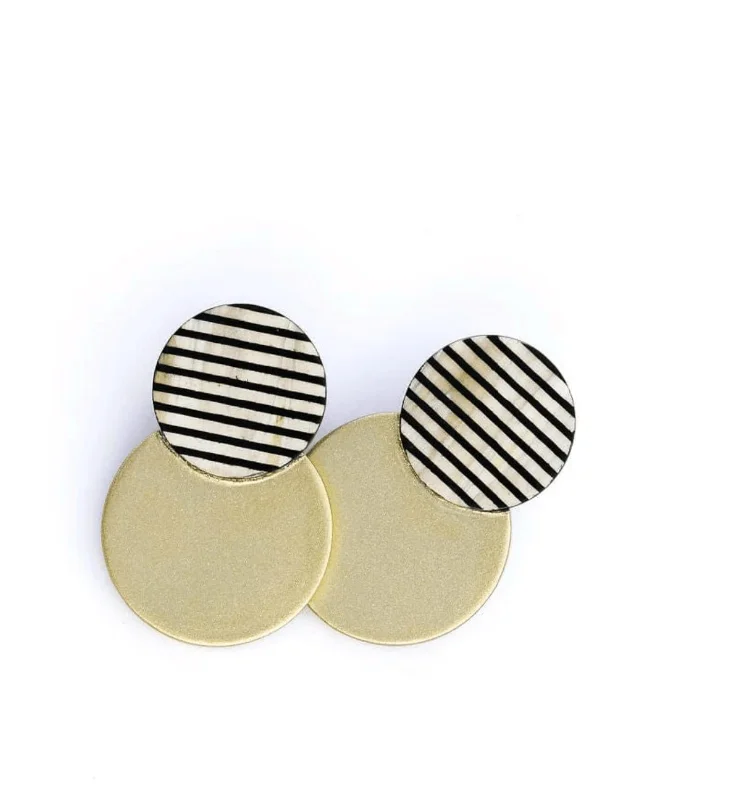 Modern Statement Jewelry For Bold Styling Women's Tuxedo Stripe Earrings In Gold