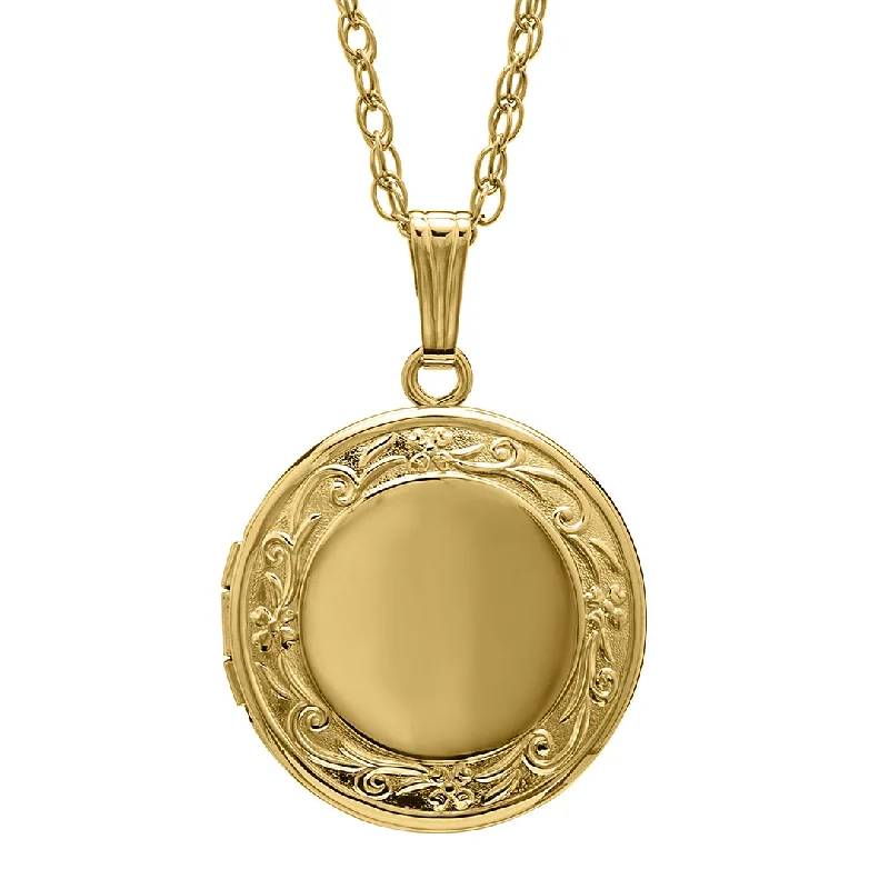 Final Call For Exquisite Jewelry At Reduced Rates 14K Gold Filled Floral 19mm Round Locket Necklace Final Call For Exquisite Jewelry At Reduced Rates 14K Gold Filled Floral 19mm Round Locket Necklace