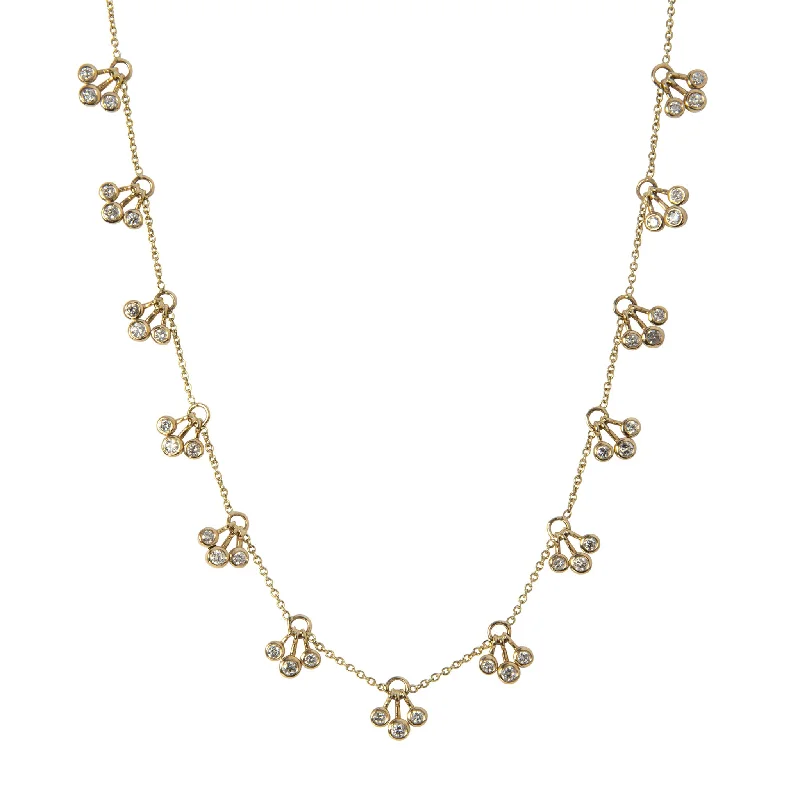 Seasonal Jewelry Deals – Elevate Your Style 2.29ct Diamond Bezel Trio Drop Station 14K Gold Necklace