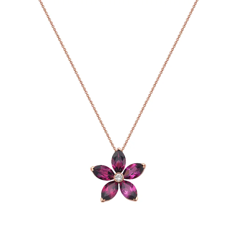 Huge Markdowns On Premium Jewelry Styles Garnet & Diamond Flower Pendant