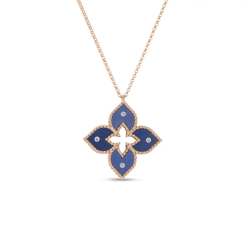 Delicate Crystal Jewelry For Sophisticated Charm Small Blue Titanium and Diamond Flower Necklace Delicate Crystal Jewelry For Sophisticated Charm Small Blue Titanium and Diamond Flower Necklace