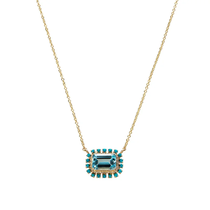 Clearance Sale On High-End Jewelry Collections Blue Topaz, Diamond & Turquoise 14K Yellow Gold Necklace Clearance Sale On High-End Jewelry Collections Blue Topaz, Diamond & Turquoise 14K Yellow Gold Necklace