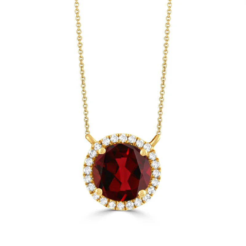 The Perfect Jewelry Piece At The Perfect Price Garnet & Diamond 18K Yellow Gold Necklace The Perfect Jewelry Piece At The Perfect Price Garnet & Diamond 18K Yellow Gold Necklace