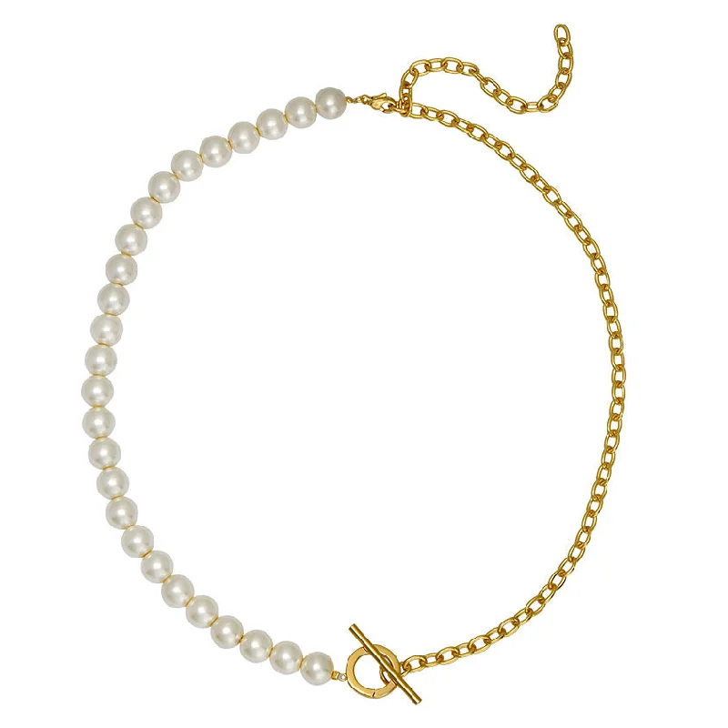 Handmade Pearl Jewelry For Timeless Elegance Goldbug Half & Half Toggle Necklace