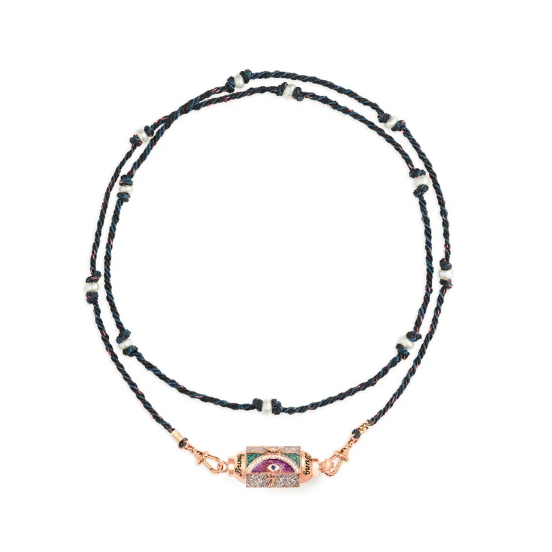 Affordable Luxury Jewelry For Every Occasion Blue Sapphire & Diamond & Pearl Bead Barrel Locket Lucky Necklace Affordable Luxury Jewelry For Every Occasion Blue Sapphire & Diamond & Pearl Bead Barrel Locket Lucky Necklace