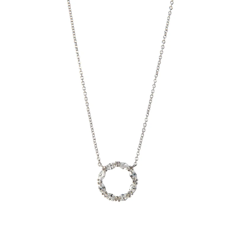 Limited-Stock Jewelry Sale – Once It's Gone, It's Gone .58ctw Marquise Diamond Circle 14K White Gold Pendant Necklace Limited-Stock Jewelry Sale – Once It's Gone, It's Gone .58ctw Marquise Diamond Circle 14K White Gold Pendant Necklace