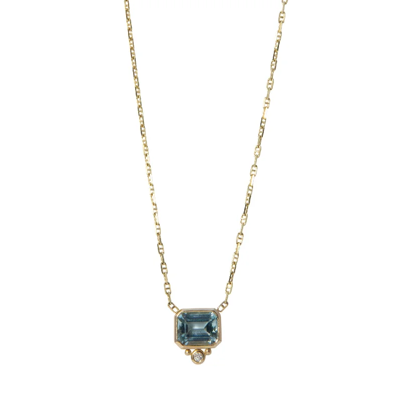 Premium Jewelry Now Available At Special Discounts Mazza Aquamarine & Diamond Bezel 14K Gold Pendant Necklace Premium Jewelry Now Available At Special Discounts Mazza Aquamarine & Diamond Bezel 14K Gold Pendant Necklace