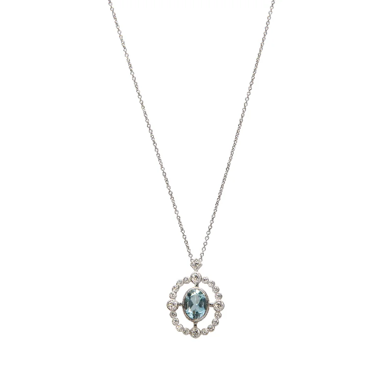 Special Offers On Handcrafted And Designer Jewelry Oval Aquamarine & Diamond 14K White Gold Pendant Necklace Special Offers On Handcrafted And Designer Jewelry Oval Aquamarine & Diamond 14K White Gold Pendant Necklace
