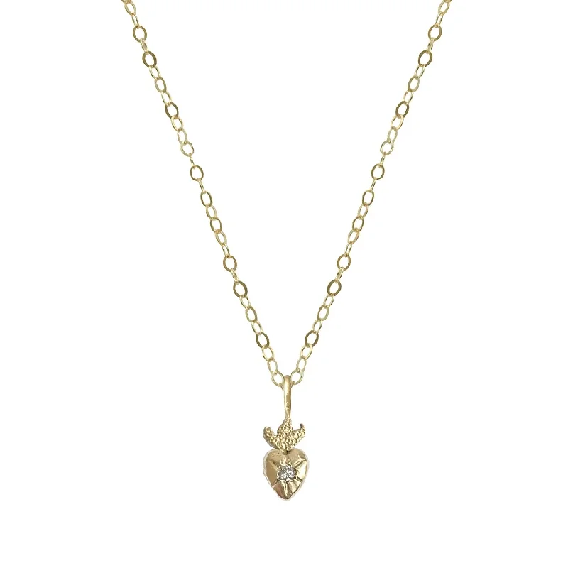 Sparkle On A Budget – Fine Jewelry For Less Amulet Sacred Heart Charm - 14k Gold + Diamond Sparkle On A Budget – Fine Jewelry For Less Amulet Sacred Heart Charm - 14k Gold + Diamond