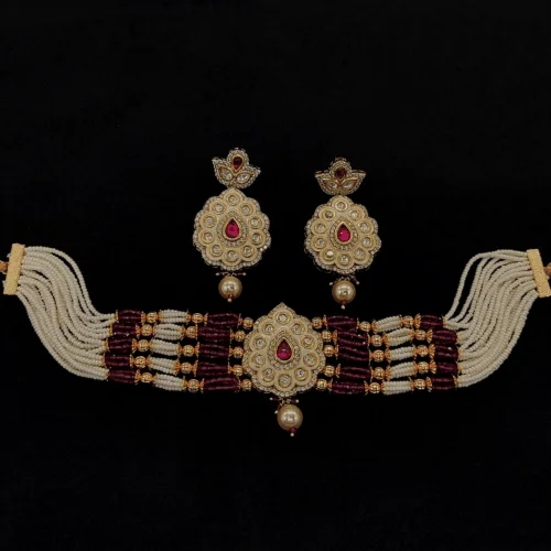 Sparkle For Less – Shop Our Limited-Time Jewelry Deals Kundan Brass Carved Pearl Choker Set