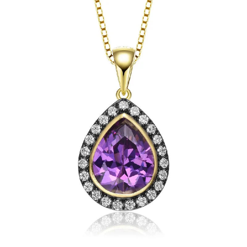 Shop Stylish Jewelry Now And Save Big 14k Gold Plated Teardrop Shaped Purple Cubic Zirconia Pendant Necklace Shop Stylish Jewelry Now And Save Big 14k Gold Plated Teardrop Shaped Purple Cubic Zirconia Pendant Necklace