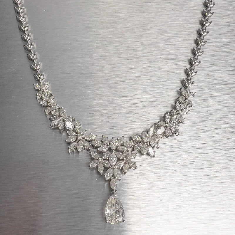 Elegant Jewelry At Unbeatable Offers – Shop Before It's Gone 14k White Gold Marquise & Pear Diamond Collier Necklace 8.76ctw G-H VS-SI 17" Elegant Jewelry At Unbeatable Offers – Shop Before It's Gone 14k White Gold Marquise & Pear Diamond Collier Necklace 8.76ctw G-H VS-SI 17"