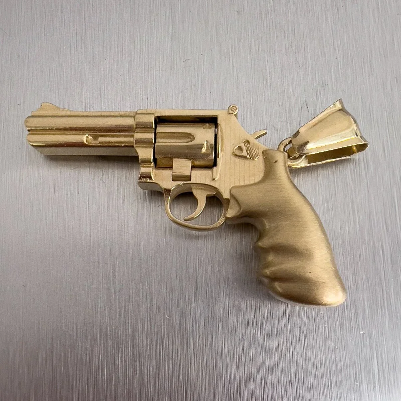 Affordable Gold-Plated Jewelry For Modern Fashion 14k Yellow Gold 3D .357 Magnum Revolver Pistol w/ Moving Cylinder Pendant 34.9g Affordable Gold-Plated Jewelry For Modern Fashion 14k Yellow Gold 3D .357 Magnum Revolver Pistol w/ Moving Cylinder Pendant 34.9g