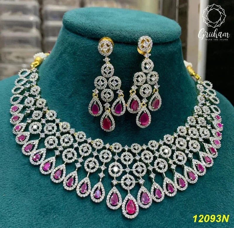 Get Your Favorite Jewelry At The Best Price 23.5kt Guaranteed white Gold finish Evergreen Trending designs Short AD necklace set 12092N-1 Get Your Favorite Jewelry At The Best Price 23.5kt Guaranteed white Gold finish Evergreen Trending designs Short AD necklace set 12092N-1