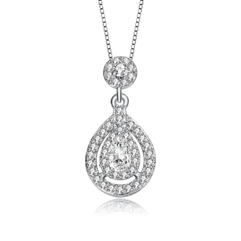 Make Every Moment Shine – Jewelry Discounts Available .925 Sterling Silver With Rhodium Plated Pear And Round Cz Accent Drop Pendant Necklace Make Every Moment Shine – Jewelry Discounts Available .925 Sterling Silver With Rhodium Plated Pear And Round Cz Accent Drop Pendant Necklace
