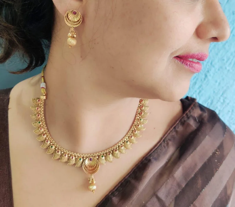 Gorgeous Jewelry, Limited-Time Savings Antique Premium Gold Finish Laxmi pattern Necklace Set Gorgeous Jewelry, Limited-Time Savings Antique Premium Gold Finish Laxmi pattern Necklace Set