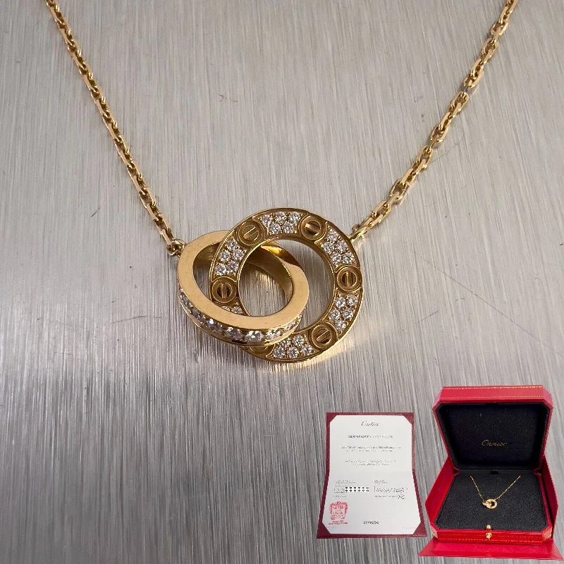 Elegant Jewelry Styles At Budget-Friendly Prices Cartier Love 18k Rose Gold Diamond Pave Necklace 0.30ctw 16" BOX & CERTIFICATE Elegant Jewelry Styles At Budget-Friendly Prices Cartier Love 18k Rose Gold Diamond Pave Necklace 0.30ctw 16" BOX & CERTIFICATE