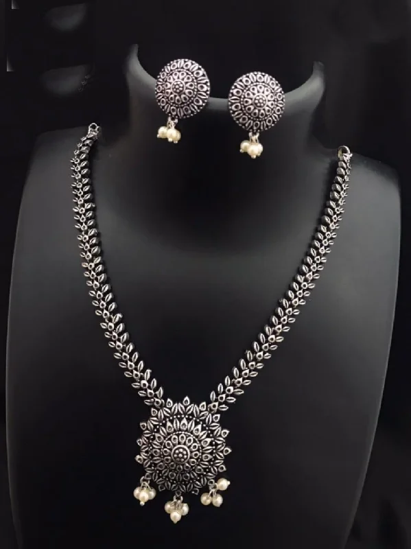 Sparkle For Less – Shop Our Limited-Time Jewelry Deals Silver Oxidised Simple Designer Necklace Set for special occasion 10761N Sparkle For Less – Shop Our Limited-Time Jewelry Deals Silver Oxidised Simple Designer Necklace Set for special occasion 10761N